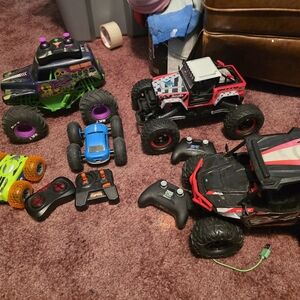 Unk Black, Red, Green, Purple Kids RC Monster Truck Set